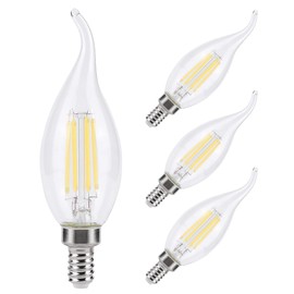 KINUR E12 Candelabra led Light Bulbs 4 Watt (40 Watt Equivalent) 5000K Soft White CA11 Flame Candle Light Bulb Pendants Wall sconces Non-Dimmable 4Pack