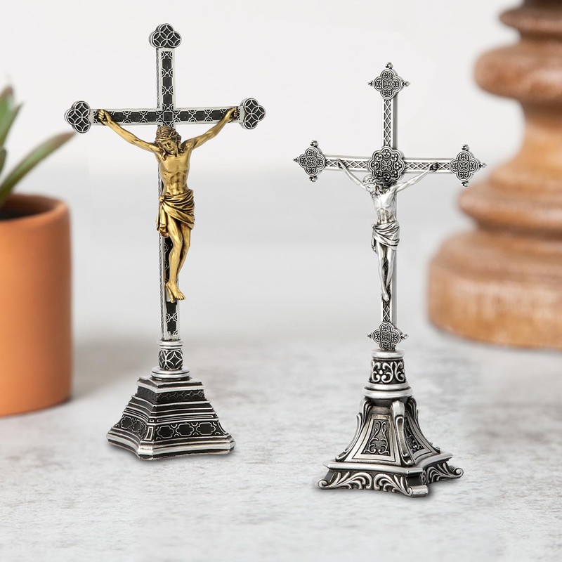 Grace4Joy Vineyard Carvings Standing Crucifix - Hand Carved Catholic Cross