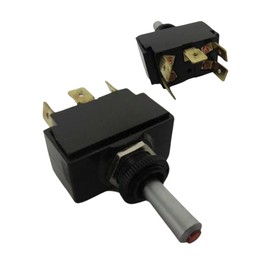 Toggle Switch SPDT On/Off/On, 3 Position, 20A at 12V DC, 3/4 HP, 5 Quick Connect Terminals, Panel Mount, Red Lighted Snapkap Metal Actuator for Automotive, Boat, Equipment Use LT-1561-601-012