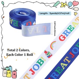 GORGECRAFT 10Yds 2 Rolls 2 Style School Grosgrain Ribbons Back To School Ribbon 22mm Wide Great Job Print Fabric Crafting Gift Wrap Ribbons for Teacher Kindergarten Gift Wreath Decoration