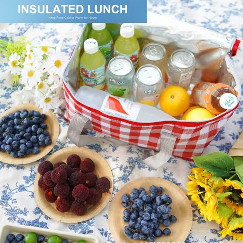 DIELOVEHUA Picnic Bag, Thermal Bag, Cooler Bag with Zip, Reusable,