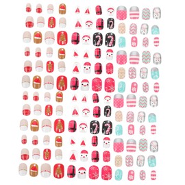 FOMIYES 144pcs False Nails Christmas False Fingernails Xmas Press on Feet Nail Tips Nativity Stickers for Holiday Full Christmas Manicure Stickers Abs