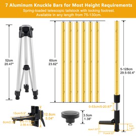 Laser Level Tripod with Locking Footrest 75-130cm, Built-in Bubble Level, and Adjustable Clamp, Compatible Laser Level with Tripod with 5/8"-11 Adapter, Secured Leg Height Adjustment for Precision