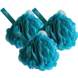 MZA Body Store - Loofah Sponge 75g/Piece, Body Scrubber Exfoliating Bath Pouf Sponge – Flower Color Mesh Shower/Bath for Women & Men (3 Pack, Green/Purple)