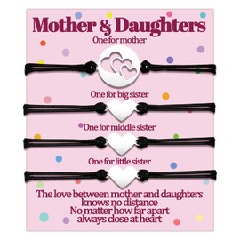 Temulnee Mom 3 Daughter Bracelets Gifts Mother and 3 Daughters Gift for Mommy and Me Bracelet Matching Bracelets Set for 4 Women Mothers Day Gifts Jewelry Birthday Gift Ideas