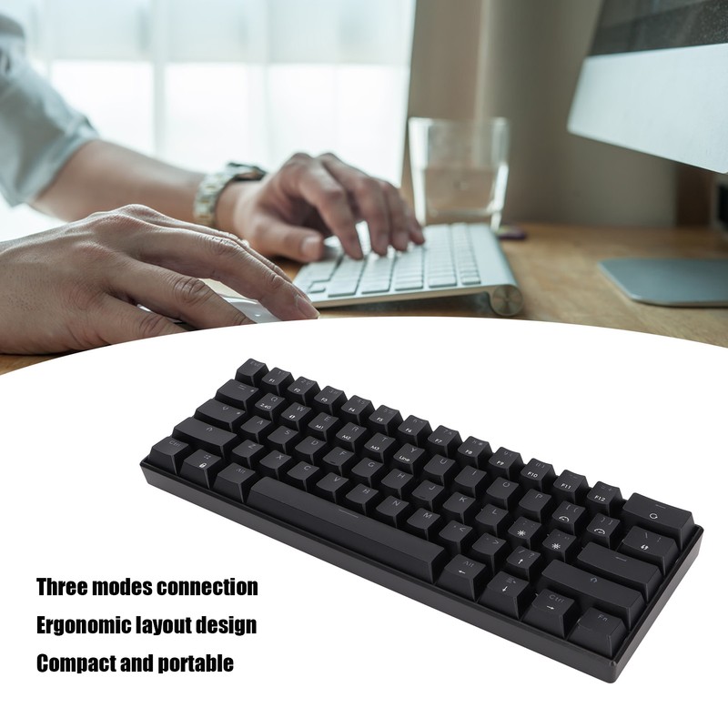 Mechanical Keyboard 61 Keys Three Modes Support Wireless Portable Ergonomic