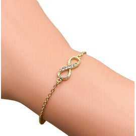 Studded Infinity Sign Link Chain Bracelet (Gold Tone) Miss Fit Boutique