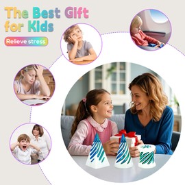 3 Packs Spiral Fidget Impossible Cone,3D Printed Optical Illusion Desk Toys Stress Relief Sculpture, Unique Office Gifts Teens Adults Kids Stocking Stuffers Christmas White Elephant(White-Green)