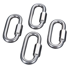 Mgoodoo 316 Stainless Steel Ring Catch, Quick Link, O-Shaped Carabiner, Connecting Hardware, Multi-functional, Screw Joint, Connecting Hardware, Fixed Chain, 0.2 inch (6 mm) Thick, 4 Pieces