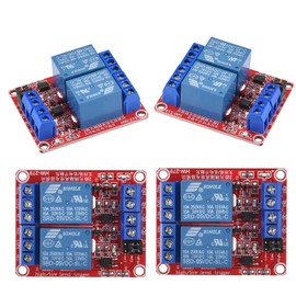 XUGERIP 4 PCS 5V 2 Channel Relay Module with Optocoupler Isolation, Relay Board with High/Low Level Trigger Jumper, 250V/10A AC or 30V/10A DC Load, Fault-Tolerant Design