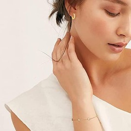 L.Karden Hoop Earrings Women's Sterling Silver Plated Hoop Earrings Hypoallergenic Earrings Cartilage Earrings for Women Valentine's Day Birthday Mother's Day, Yellow Gold, Cubic Zirconia