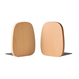 Muso Wood Book ends, wooden bookends 1 pair - Decorative book ends for shelves - Sturdy book stop for Gift/Home/Office/School 14x12x10.8cm (Beech wood)
