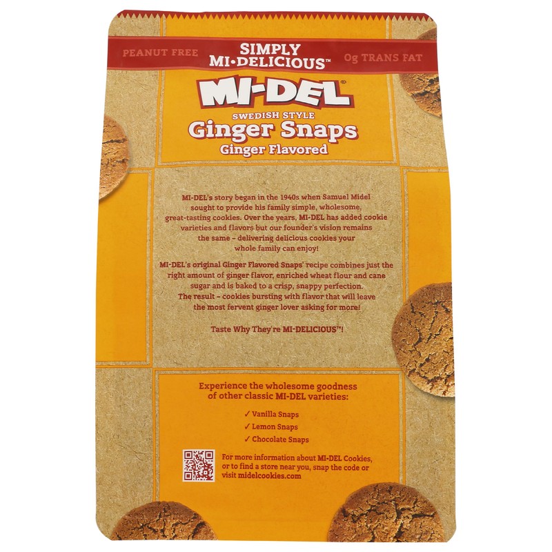 Mi-Del Cookies Ginger Flavored Snaps - Non GMO Certified, 0g