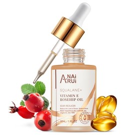 ANAI RUI Escualano  Vitamina E Aceite De Rosa Mosqueta Hidratante Para Rostro Hidratar, Reducir Cicatrices Y Estrías, Arrugas Para Una Piel Más Suave 