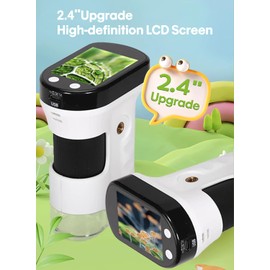 RayHong Microscope for Kids,1000X Handheld Microscope with 2.4" LCD Screen Portable Mini Microscope for Kids 3-12, PC Compatible, 32GB TF Card Included, Portable Educational Science