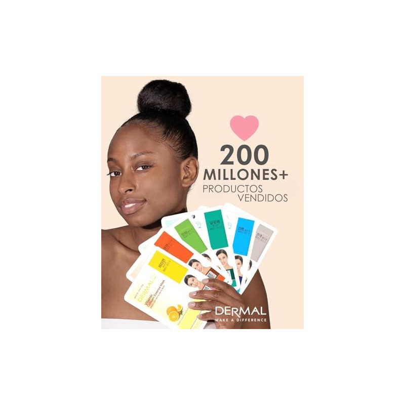 DERMAL Korea 10 Mascarillas Cucumber con Pepino, Colágeno y Vitamina