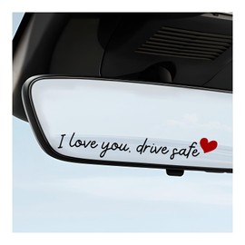 MUQIDA 3PCS I Love You Drive Safe Mirror Stickers, Cute Rear View Mirror Decal Drive Reminder with Heart, Waterproof Auto Window Decor Miniature Car Sticker for Women Girls (Black)