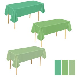 3PCS Sage Green Tablecloths Plastic, 3 Different Shades of Sage Green Tablecloths, Disposable Tablecloth Rectangle, Table Cover Waterproof for Birthday Party Decoration Supplies (54 X 108 Inch)