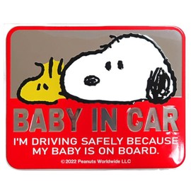 Meiho Meiho Ming Bang Snoopy Car Safety Sign Emblem Sticker BABY IN CAR SN57 Red