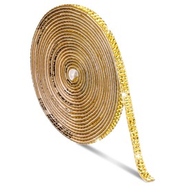 3 Yards Self Adhesive Rhinestone Ribbons Gold Rhinestone Strips Bling Crystal Rhinestone Ribbon Glitter Diamond Roll Stickers for DIY Crafts Fabric Car Shoes Home Decor Special Events