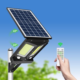 Solar Flood Lights Outdoor Dusk to Dawn Motion Sensor Aluminum 3 Modes 6000K, Remote Control, Waterproof for Wall, Yard, Garden, Outside, Parking Lot Security Lighting