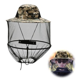 xnnmzhao Mosquito Head Net Hat, Mosquito Net Hat Beekeeper Hat Head Hat Face Protection Outdoor Fishing Equipment Foldable for Outdoor Fishing Hiking Gardening, Camouflage