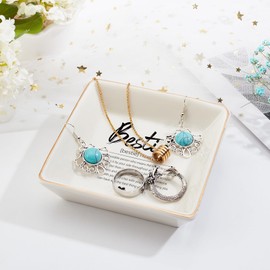 SUPERDANT to My Bestie Jewellery Tray Bestie Jewellery Dish Inspirational Quotes Trinket Tray Decorative Ring Holder for Birthday New Year Gift for Women Bedroom Decor