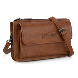 Wrangler Crossbody Wallet Purse for Women Small Wallet with Card Slots Crossbody Bag with Removable Straps WG119-2061BR