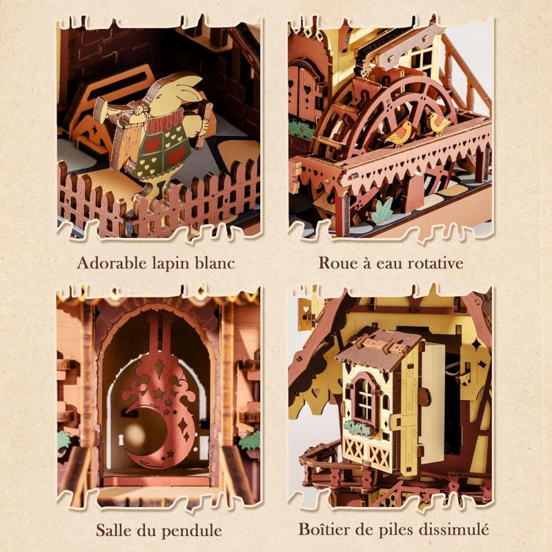 ROKR Cuckoo Clock 3D Wooden Puzzle DIY Model Kit Budding