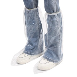 Yuzrbu 50pcs (25pairs) Disposable Thicken 19'' Transparent Boot and Shoe CoversTall Extra Large Waterproof Anti-Slip Overshoe