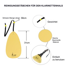 Clarinet Cleaning Kit, Clarinet Cleaning Cloth All in One, Including Cleaning Long Swab Cloth, Mouthpiece Brush, Dust Brush, Mini Screwdriver Maintenance Kit