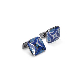 Cufflinks Unique Square Enamel Blue Cuffs Luxury French Shirts Silver Cuff Link for Men 1 Set