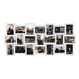 Jerry & Maggie 4X6 Collage Picture Frames for Wall Decor, 21 Opening Collage Wall Hanging for 6x4 Photo, Multi Picture Frame Set with One-piece Design Plastic Adjustable - Color: White