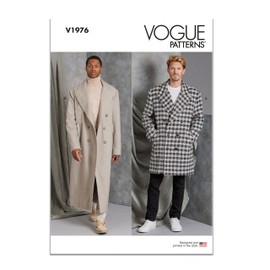 Vogue Men's Loose-Fitting Lined Coat Sewing Pattern Kit, Design Code V1976, Sizes 34-36-38-40-42