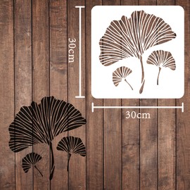 FINGERINSPIRE Ginkgo Leaf Stencil 30 x 30 cm Plastic Gingko Leaves Drawing Painting Stencils Sets for Painting, Baking, Crafts, Walls, Furniture