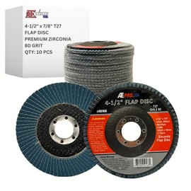 ATE Pro. USA - 4.5" x 7/8" Premium Zirconia Flap Discs, 4-1/2" Angle Grinder Discs, Industrial Grade, Type 27 Flap Disc for Grinders, Sanding Discs, Finish | Grinding Wheels (10pk) - 80 Grit