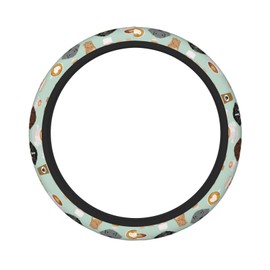 Cute Colored Coffee Dachshund Car Steering Wheel Cover - Universal 15 inch Car Accessory for Diverse Car, Durable Anti-Slip Protector Cover for Women Man Fit SUV,Van,Truck Interior Accessories