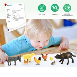 Volnau Mini Farm Toys Figures 14PCS Barn Animal Figurines for Toddlers Kids Christmas Birthday Gift Plastic Preschool Miniature Pack