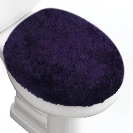 Baahrnom Luxury Soft Microfiber Toilet Lid Cover Machine Washable Solid Toilet Seat Cover 17.5" x 15" Adjustable Rubber Backing Fits Most 16-17.5" L x 14-16" W Round Oblong and Elongated Toilet Seat