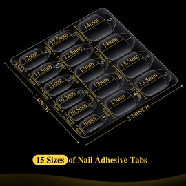 Teenitor 300pcs Nail Adhesive Tabs for Press on Nails, 15 Sizes of Nail Sticky Tabs for Nails Press on Nail Stickers, Nail Glue Stickers Press on Sticky Tabs, 20 Sheets
