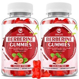 GrnLife Berberine Gummies with Ceylon Cinnamon 1500mg High Potency Berberine HCL Supplement for Immune and Metabolism Support, Sugar Free, Strawberry Flavor - 120 Count