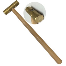 BENCH WIZARD Brass Mallet | Double-Sided 1/2" (1.3 cm) Striking Surface | 8-5/8" (21.9 cm) Wooden Handle | 2" (5.1 cm) Brass Head | Safe for Precious Metals | Ideal for Jewelers