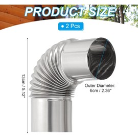 Yeanifeana 2 Piezas Escape De La Chimenea Chimeneas De Codo Tubo De Escape De Codo Tubo De Estufa De 90 Grados Tubo De Escape Acodado Manguera Estufa De Calefacción Acero Inoxidable Parabrisas (2)