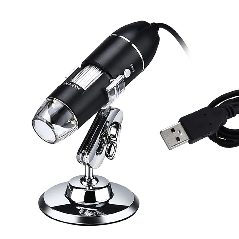USB Digital Microscope 1600X Magnification Camera 8 LEDs with Stand