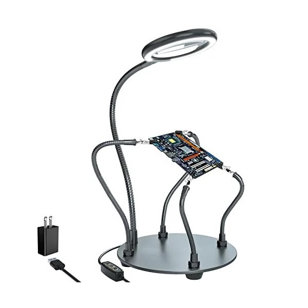 XYK Helping Hands Soldering Station with 3X Magnifying Glass with