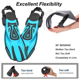 Otowaving Snorkel Fins Diving Fins Adjustable Buckles Open Heel Swim Flippers Travel Size Short Swim Fins for Snorkeling Diving Swimming Adult Men Womens