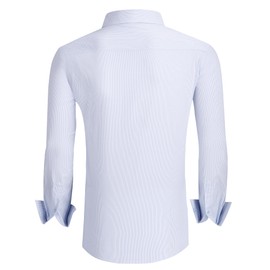 Alex Vando Mens Dress Shirts Wrinkle Free Regular Fit Stretch Rayon Bamboo Button Down Shirt,Blue/White,XL