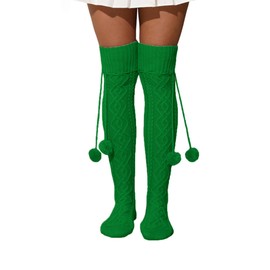 YELAIVP Women's Thigh High Socks Extra Long Cable Knit Over the Knee Socks Knee High Boot Stockings Leg Warmers Socks