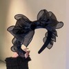 Guojiang Retro-Fashion Black-Bow Headband HairBands Elegant Mesh HairBand Black Hair
