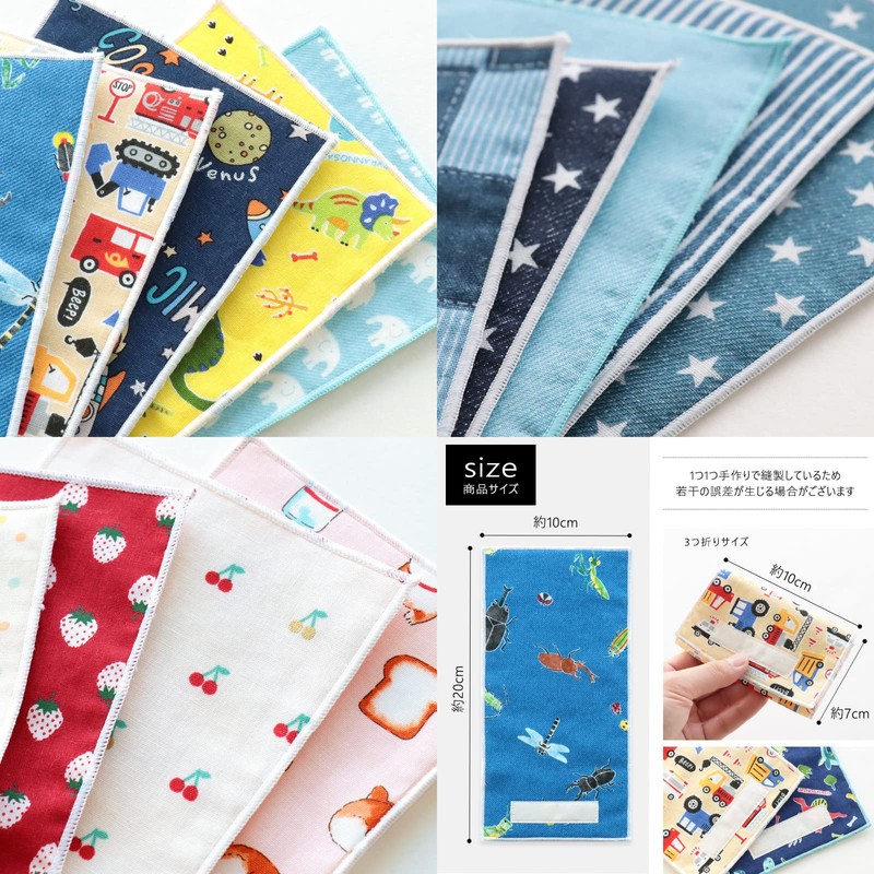 Set of 5 Half Handkerchief Towels for Boys and Girls,